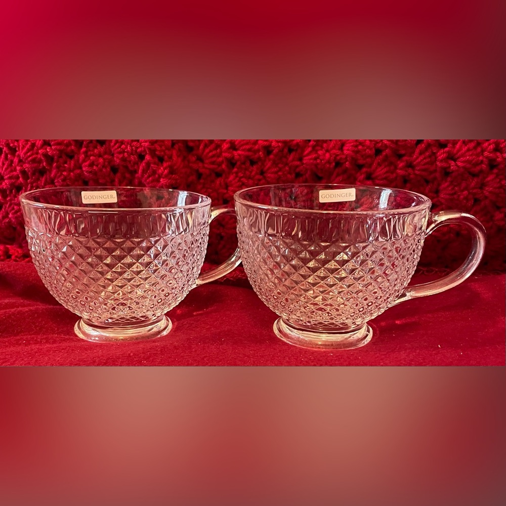 Godinger Crystal Diamond Pattern Teacups
